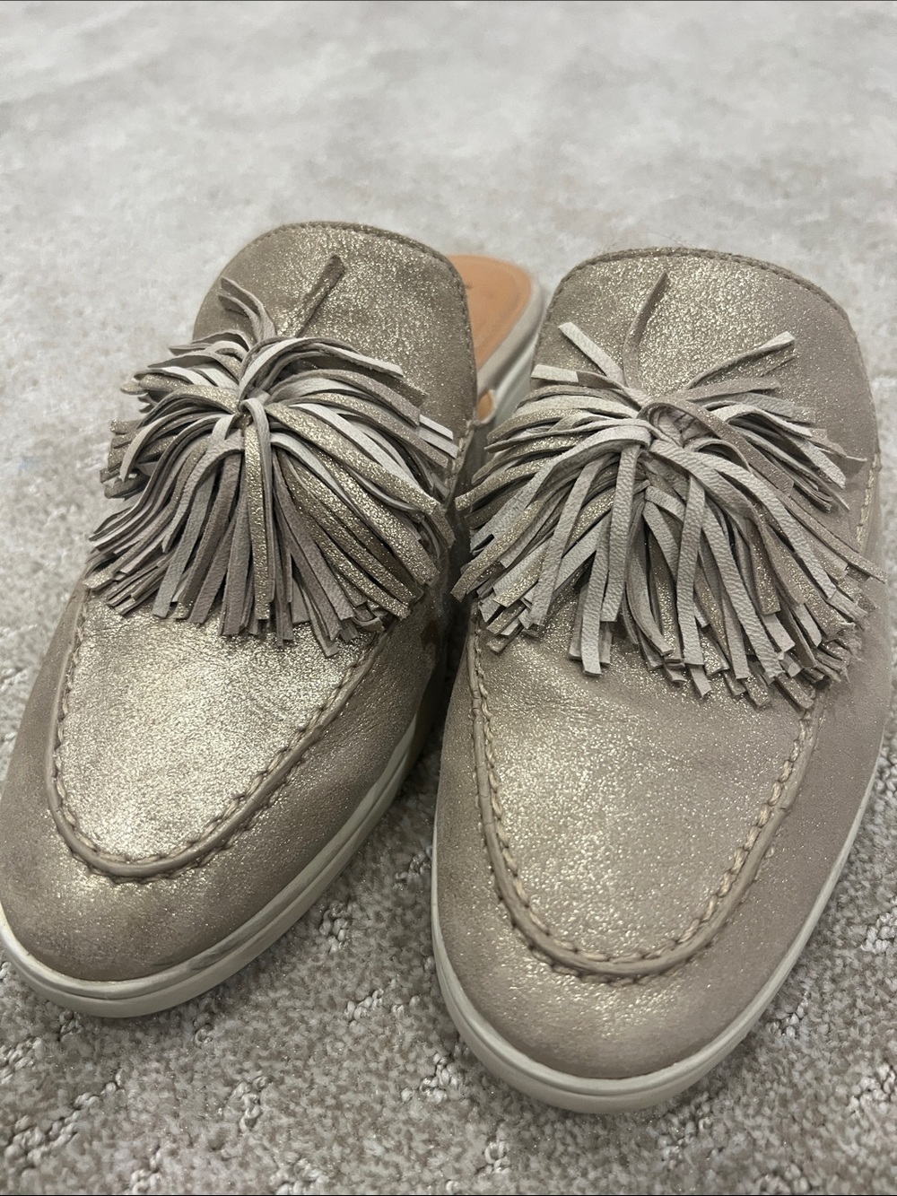 Johnston Murphy metallic soft gold slides